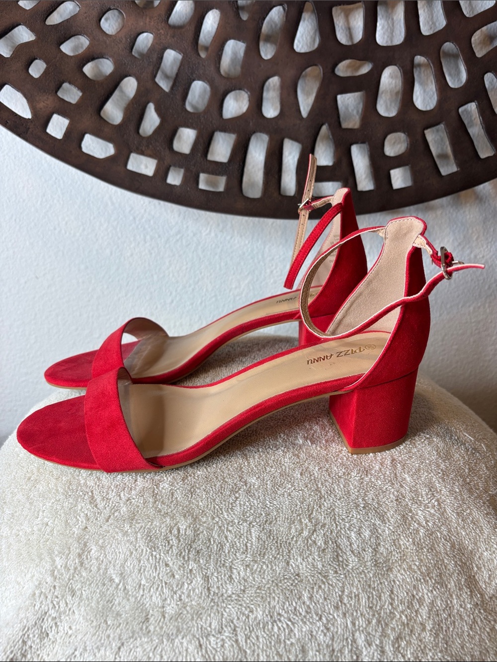 🧡Block Heel Sandals Women's 10 Orange Suede Ankle Strap Pizzanni 🧡 - Picture 6 of 14